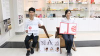 工設系學子吳俊穎(左)及邱湘芸(右)以「雙double」創意雙人椅榮獲紅點概念設計大獎。